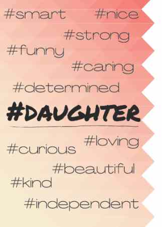 coral ombre with hashtag adjectives about daughter birthday