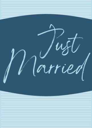 light blue horizontal striped just married wedding card